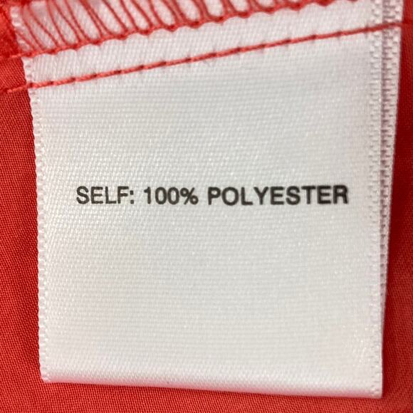 Rose & Olive coral satiny top, women's small short sleeve V-neck collared blouse - Picture 6 of 7